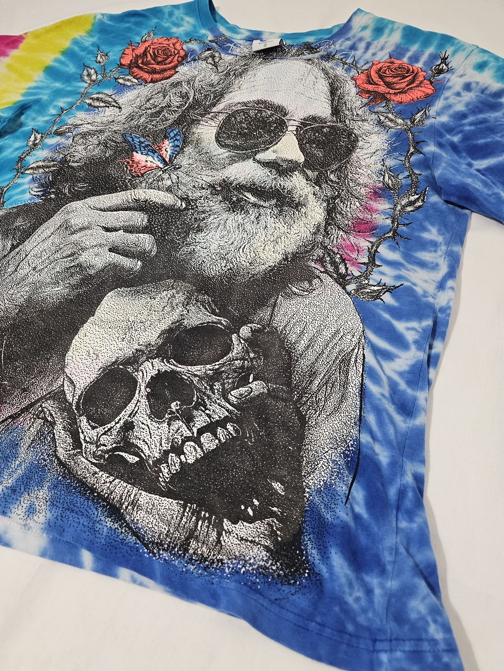 BackStock Co Grateful Dead Jerry Garcia Tie Dye Graphic T-Shirt 2X Blue Skull - Picture 3 of 9